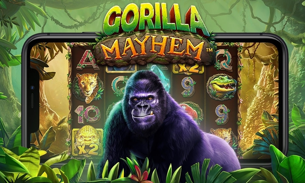 Gorilla Mayhem, Pragmatic Play, jogo de slots, vida selvagem, rodadas grátis.